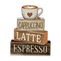 Lineshading 4 Pcs Farmhouse Coffee Bar Signs, Wooden Coffee Stacked Blocks