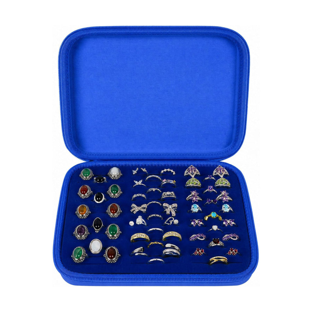 GWCASE Ring Organizer Box 42-Slot Hard Shell Case Holds 50+ Pcs, Dark Blue