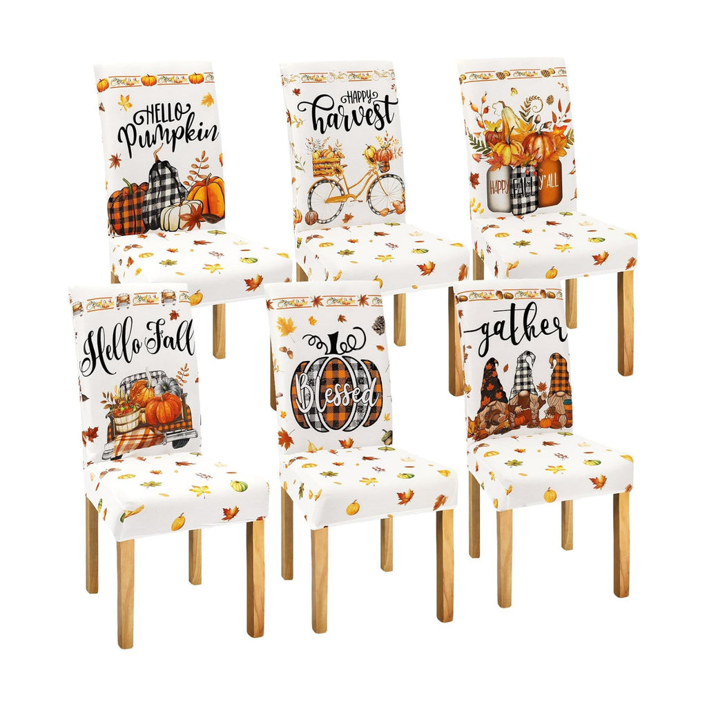 Moukeren 6 Pcs Fall Chair Covers Pumpkin Dining Chair Slipcovers
