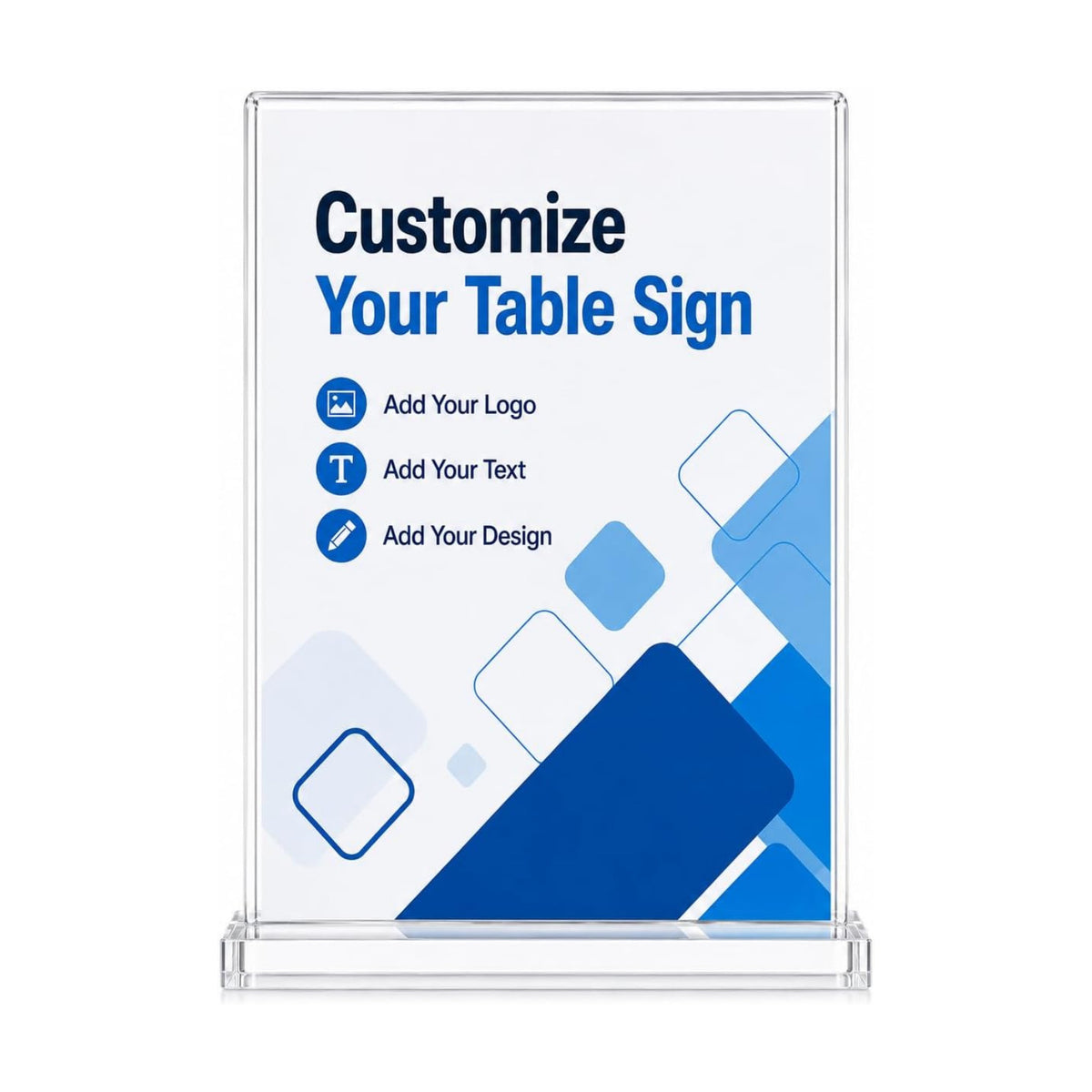Custom Acrylic Table Sign with Printed Insert, Clear Acrylic Holder Stand with Personalized Paper Display, Design Your Own Table Sign for Wedding Reception, Party, Business Counter, Event & Table Decor