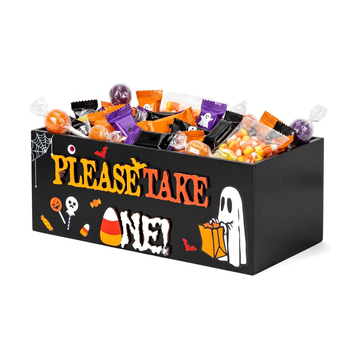 CJiangpo Halloween Candy Bowl Holder 3D Large Wooden Trick or Treat Holder
