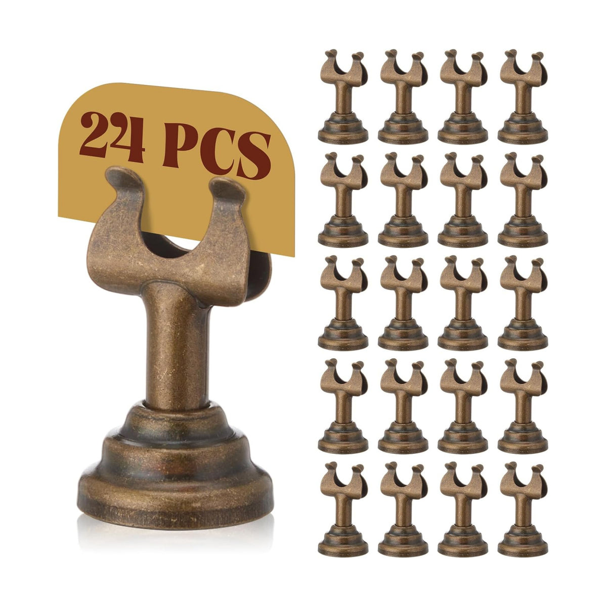 24 Pcs Bronze Table Number Holder Metal 1.8 in Place Card Holder