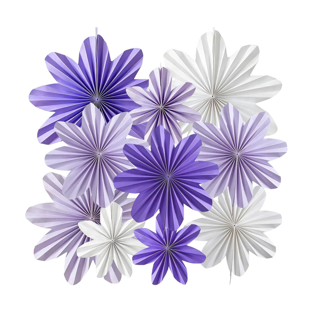 Purple Paper Flowers Lavender Purple White Hanging Paper Flower Fans