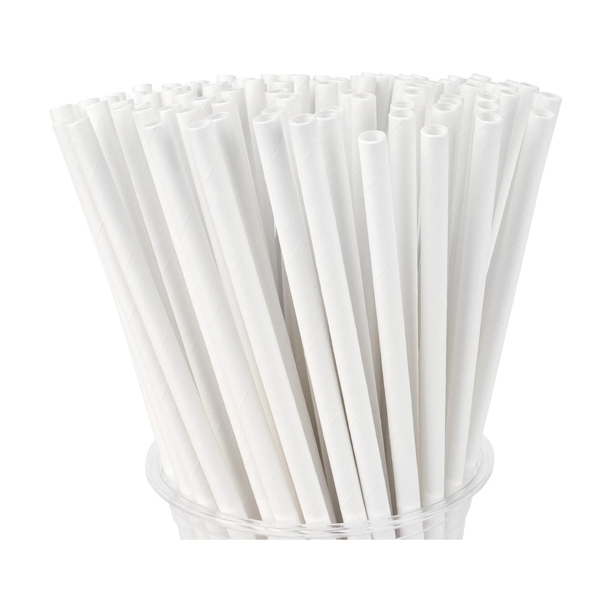 100 Packs White Biodegradable Striped Paper Straws, Disposable Drinking Straws for Birthday Carnival Summer Pool Party Wedding Baby Shower Halloween Christmas Party Decoration Supplies
