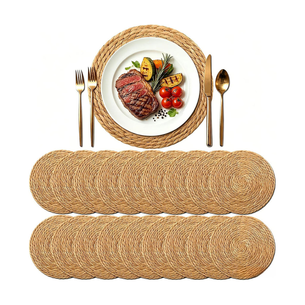 13.8" Round Woven Placemats, Plate Chargers for Dining Table