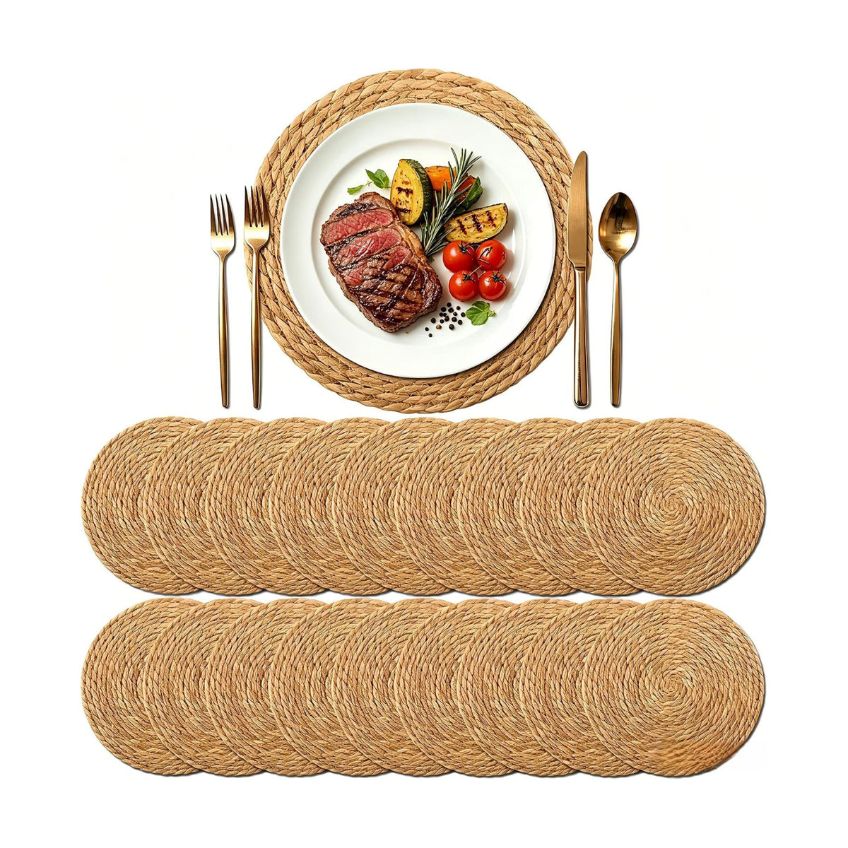 13.8" Round Woven Placemats, Plate Chargers for Dining Table