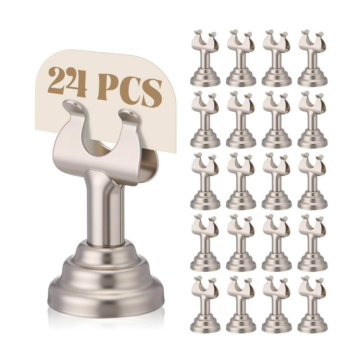 24 Pcs Warm Silver Table Number Holder Metal 1.8 in Card Holder