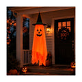 Halloween Decorations Ghost Hanging Ornaments: 39.4 Inch Foldable Cloth Witch Hat Ghost Decor With Lanyards - Reusable Hanging Halloween for Tree Porch Yard and Ceiling Wall Home