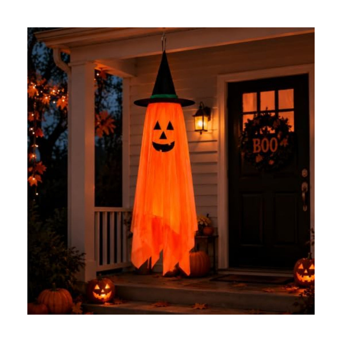 Halloween Decorations Ghost Hanging Ornaments: 39.4 Inch Foldable Cloth Witch Hat Ghost Decor With Lanyards - Reusable Hanging Halloween for Tree Porch Yard and Ceiling Wall Home
