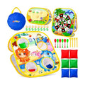 3 in 1 Bean Bag Toss Game for Kids, Dinosaur Cornhole Board with Magnetic Dart Board, Sticky Ball Tic Tac Toe, Outdoor Toys for Kids Ages 3-8, Backyard Beach Party Games Birthday Gifts for Boys Girls