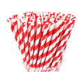 100 Packs Red Biodegradable Striped Paper Straws, Red and White Disposable Drinking Straws for Birthday Carnival Summer Pool Party Wedding Halloween Christmas Party Decoration Supplies