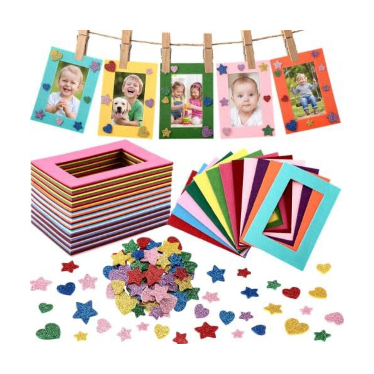 Jetec 48 Pieces Felt Craft Picture Frames with Stickers 4x6 in 12 Colors