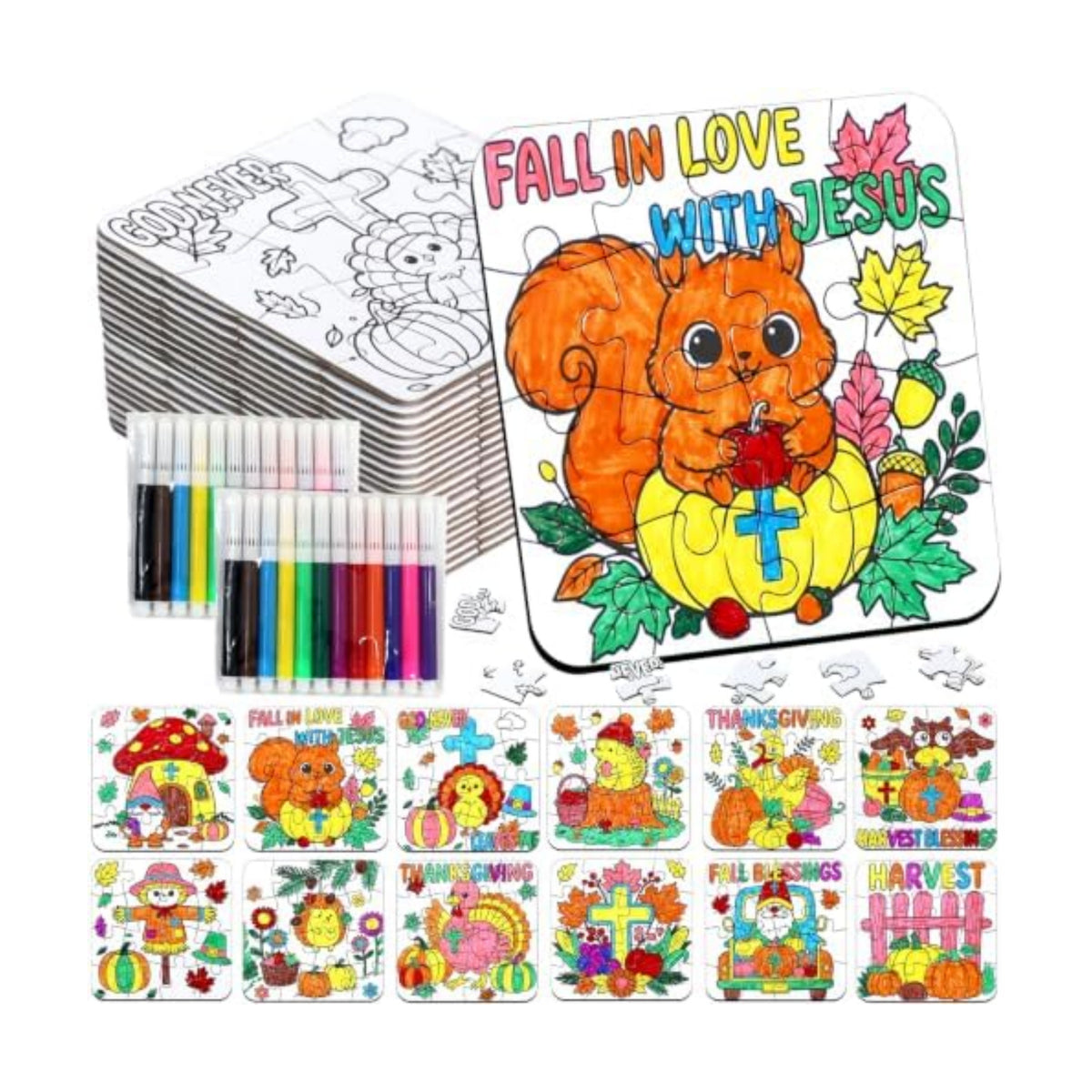 Fall Thanksgiving Crafts for Kids Christian Art Activities Blank Puzzle Toy