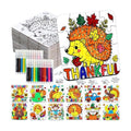24Set Fall Thanksgiving Crafts for Kids Toddlers Adults, Thanksgiving Art Craft DIY Kit Blank Puzzle Pumpkin Turkey, Autumn Classroom Activities for Party Favors Gift Coloring Games Toys Supplies Bulk