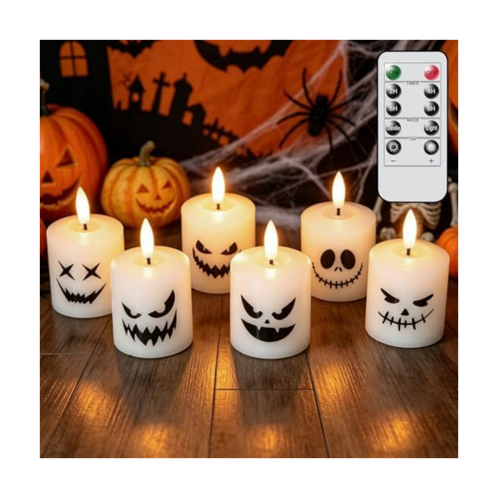 GenSwin Halloween Flameless Votive Candles with Remote Wax