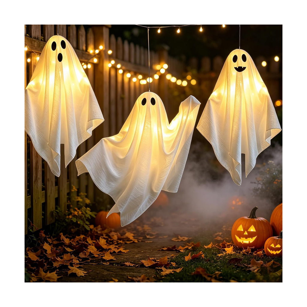 Solar Light Up Swinging Ghost, Halloween Outdoor Decor