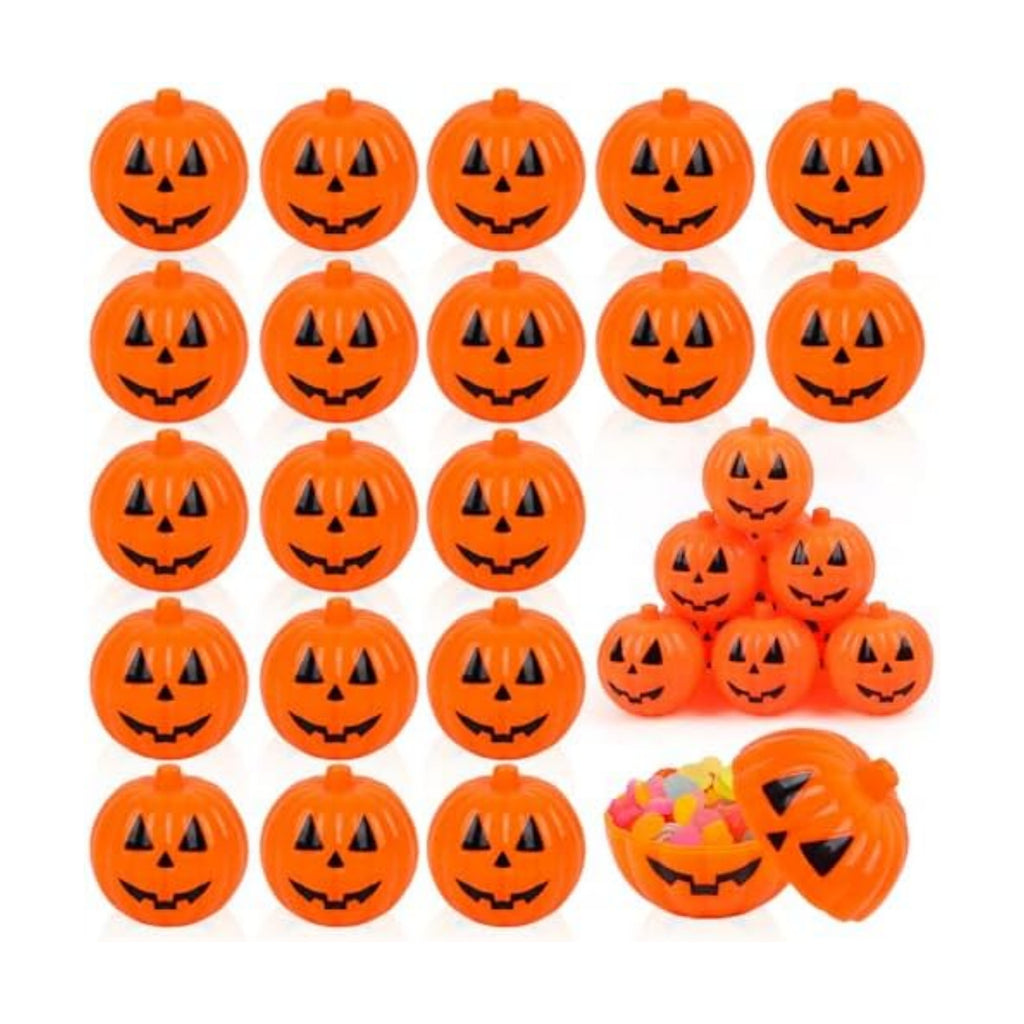 FOIMAS Halloween Pumpkin Candy Box, 36pcs Mini Plastic Pumpkin Containers Fillable Candy Treat Storage Box for Trick or Treat Halloween Party Decoration Storing Packaging Snacks Crafts Accessories
