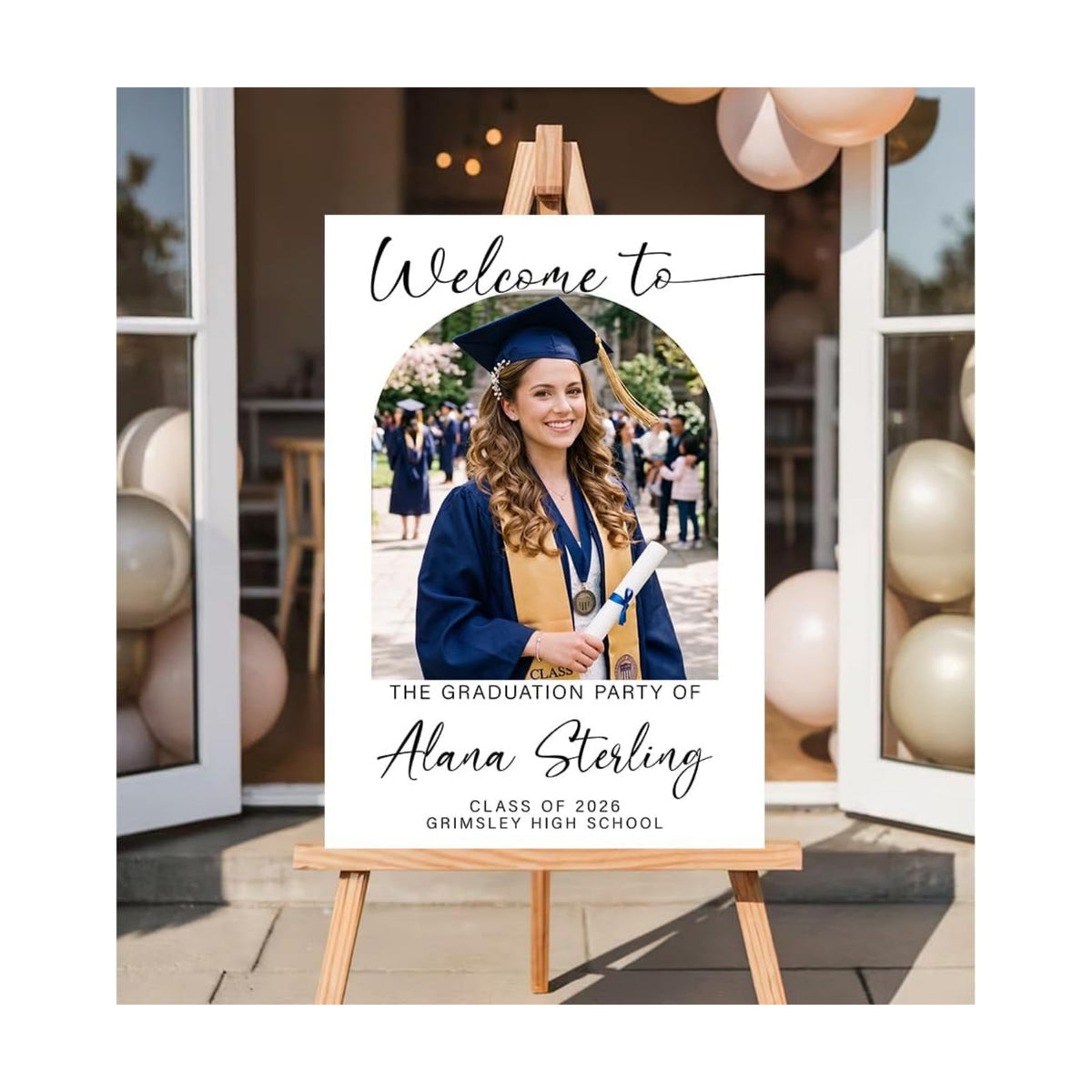 Graduation Party Welcome Sign, Custom Photo Grad Party Sign, Personalized High School & College University Grad Decoration 0