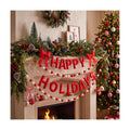 Mindsoft 4 Pcs Felt Happy Holidays Banner Christmas Pom Pom Garland Mantel