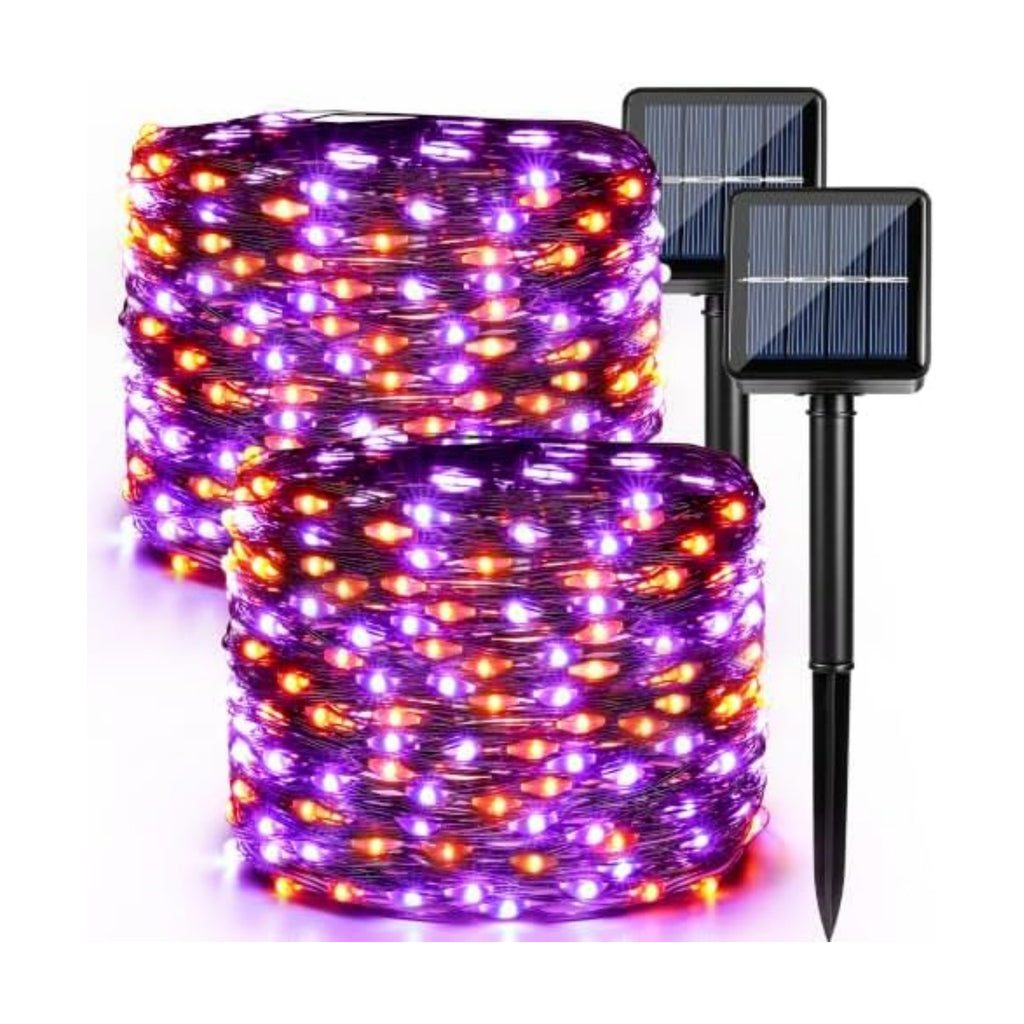 Brizled Orange & Purple Solar Halloween String Lights Outdoor Fairy Lights