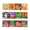 Saillong 12 Pack Fall Diamond Painting Greeting Cards Kits DIY Holiday Diamond Art Cards with Envelopes Halloween Christmas 5D Rhinestones Painting Making Kit for Adult DIY Crafts Party Favors Gifts