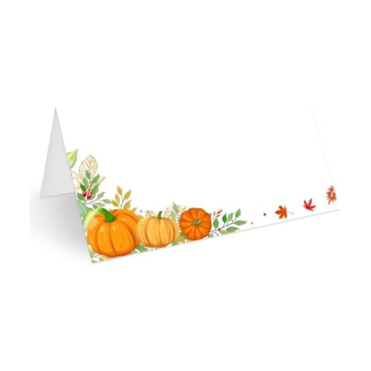 25Pcs Fall Pumpkin Place Cards, Thanksgiving Tented Name Cards, Rustic Seating Card for Wedding Baby Shower Autumn Party Table Setting, 2.1 x 3.5 Inch Folded -17