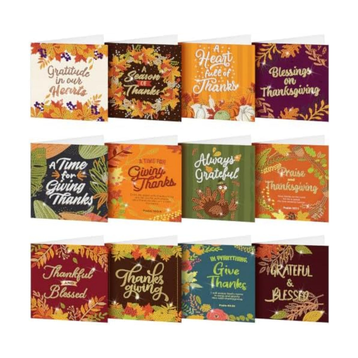 Saillong 12 Pack Fall Thanks Diamond Painting Greeting Card Kits DIY Thanksgiving Diamond Art Cards with Envelope Maple Leaves 5D Rhinestones Paint Card for Adults DIY Crafts Family Friend Autumn Gift