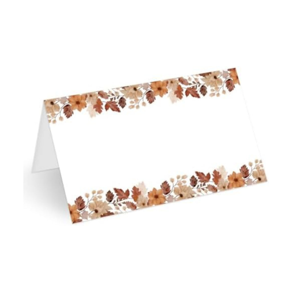 25Pcs Fall Place Cards, Watercolor Leaves Retro Boho Tented Name Cards, Seating Card for Wedding Thanksgiving Autumn Party Table Setting, 2.1 x 3.5 Inch Folded -16
