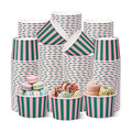 Maxdot 50 Pcs Palm Beach Stripes Paper Treat Snack Bowls Summer Ice Cream Cups Sundae Bar Supplies for Hawaii Luau Party Supplies, Yogurt Cupcakes
