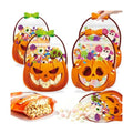 FOIMAS Halloween Treat Bags, 50pcs Pumpkin Cauldron Plastic Candy Bag Zipper Seal Bag Resealable Jack-O-Latern Goodie Bags with Handle for Trick or Treat Halloween Party Supply Decor Home Classroom