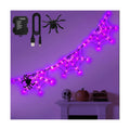 Halloween Decorations Spider Web Lights 6FT 60LED Battery Operated/USB Powered with Black Spider with Timer 8 Modes Indoor Outdoor for Halloween Decor, Purple