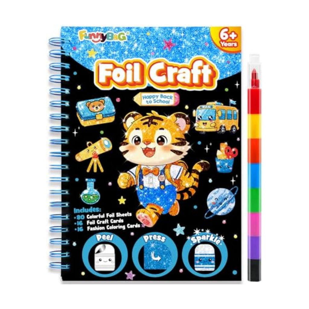 FUNNYB&G Foil Art Craft Kit for Kids, Sparkly Birthday Gift Toy for Boys
