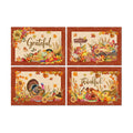 Thanksgiving Placemats Set of 4, Turkey Holiday Placemats Set of 4 12x18 Inch for Dining Table, Thanksgiving Place Mats Pumpkins Table Decor for Kitchen Dining Room Home