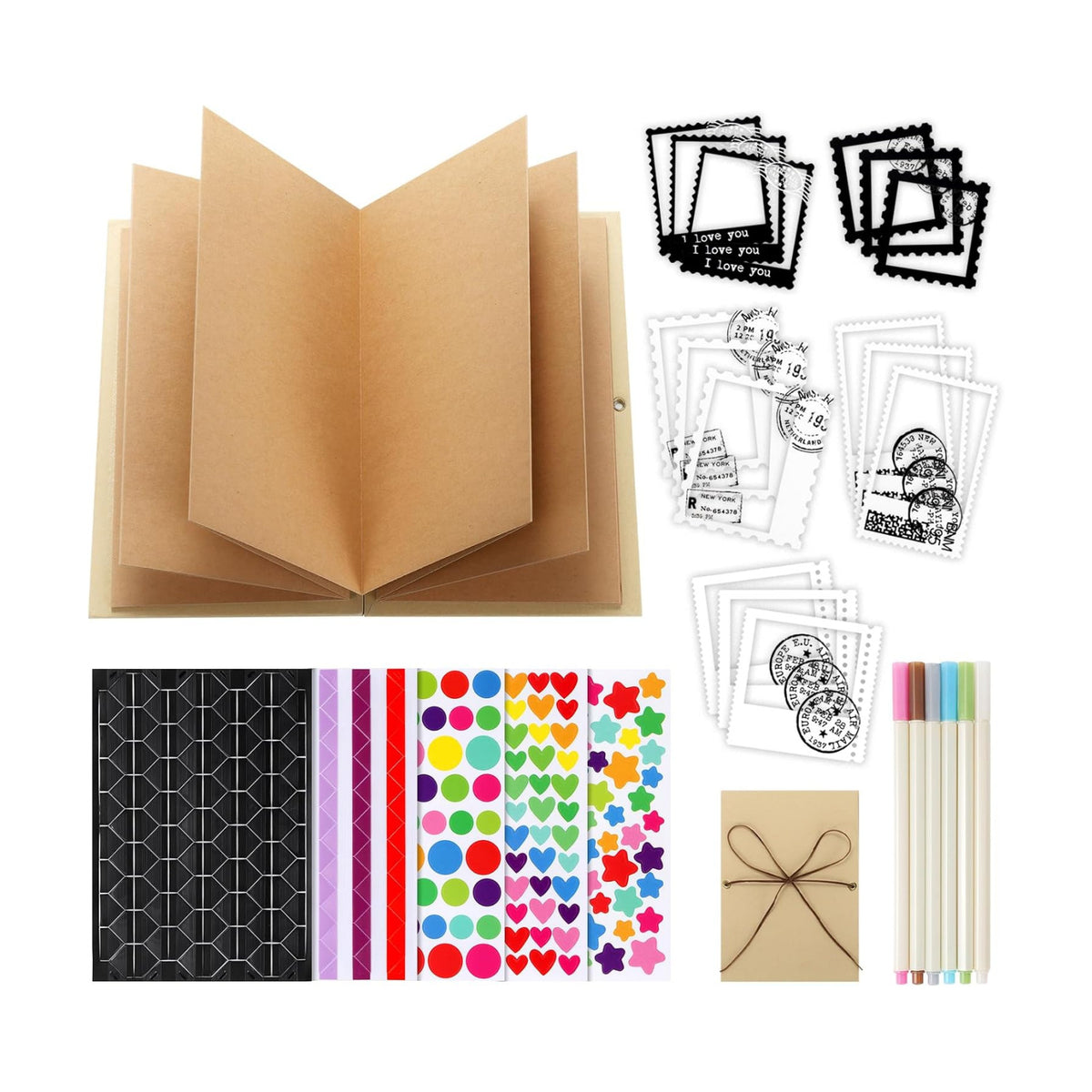 6 x 8 Inch Small Scrapbook Album with Brown Inner Pages