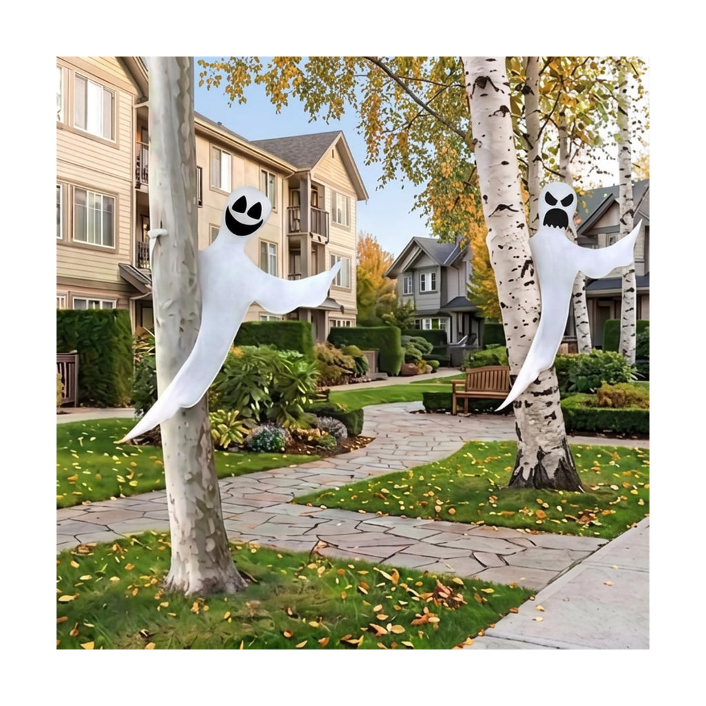 Anditoy 2 Pack 53" Halloween Hanging Ghost Decorations Bendable Halloween Tree Wrap Ghosts for Indoor Outdoor Yard Tree Garden Porch Halloween Decor Party Supplies