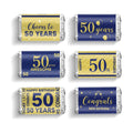 Tenare 90 Pcs 50th Birthday Candy Wrappers, Blue and Gold Stickers