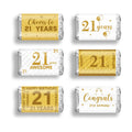 Tenare 90 Pcs 21st Birthday Candy Wrappers, White and Gold Stickers