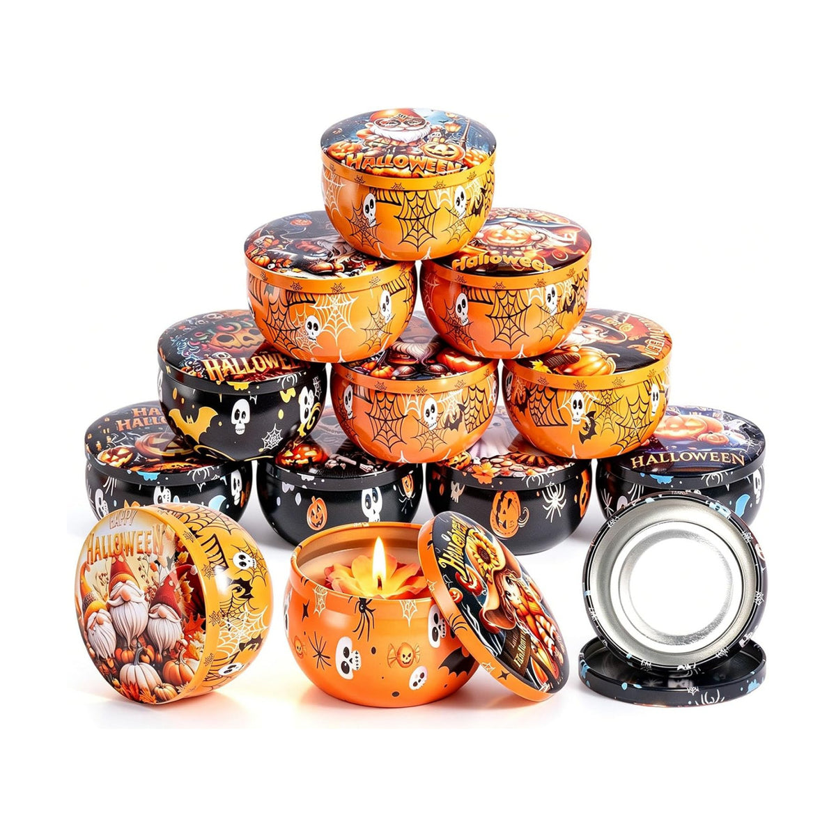 Halloween Horror Candle Tins, 12 Packs Candle Jars for Making Candles 2.5oz