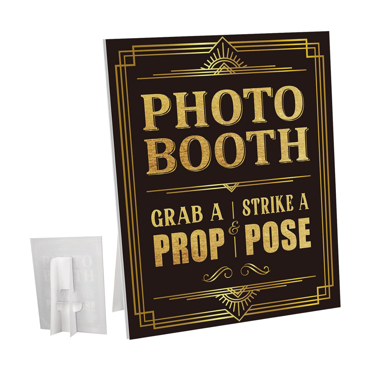 Briwooody Roaring 20's Photo Booth Sign 1920s with Stand Retro Background