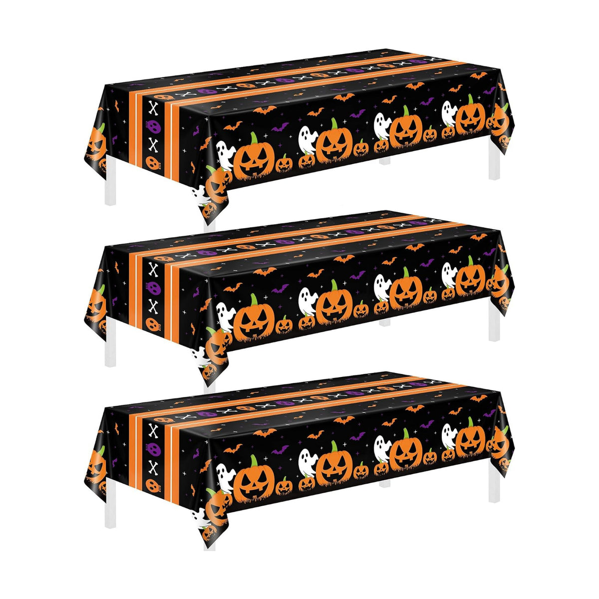 Childom 3 Pack Halloween Tablecloth for Rectangle Table,Halloween Decor