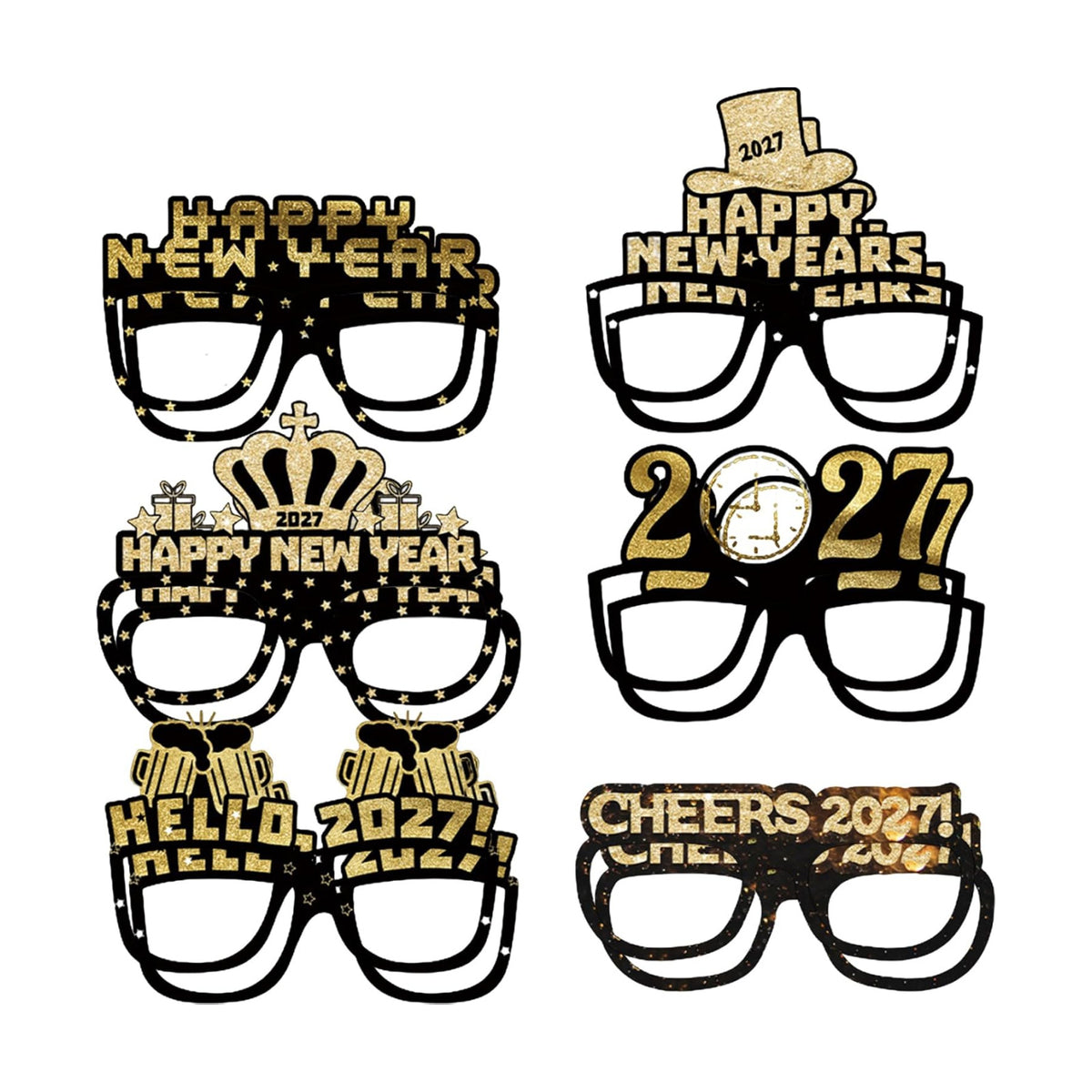 ASVNRES Happy New Year’s Eve Glasses 2027 - Pack Of 6, Happy New Year Eve Party Glasses Decorations Supplies 2027 (12)