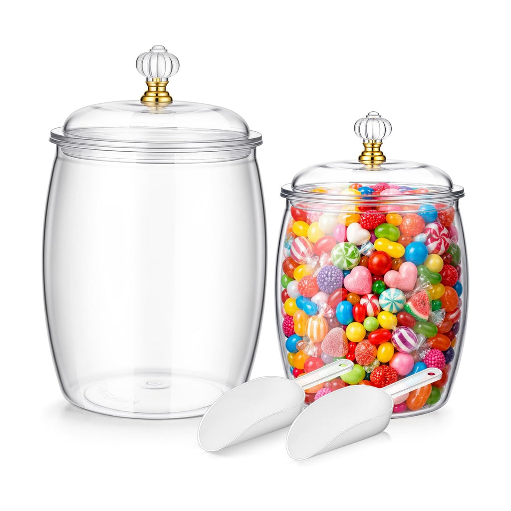 mwellewm 2Pc Candy Jars with Lids&Spoons Plastic Cookie Dispenser Container