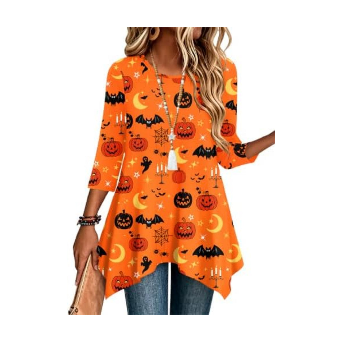 Zeagoo Womens Tops 3/4 Sleeve Loose Fit Dressy Tunics Plus Size Boho Shirts