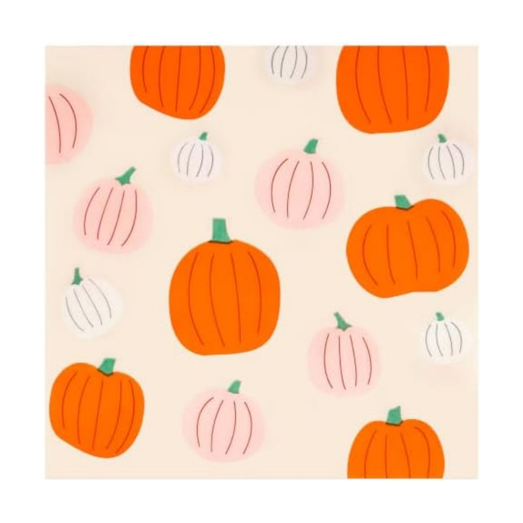 100 Pcs Pink Orange Fall Pumpkin Paper Luncheon Napkins, 6.5in