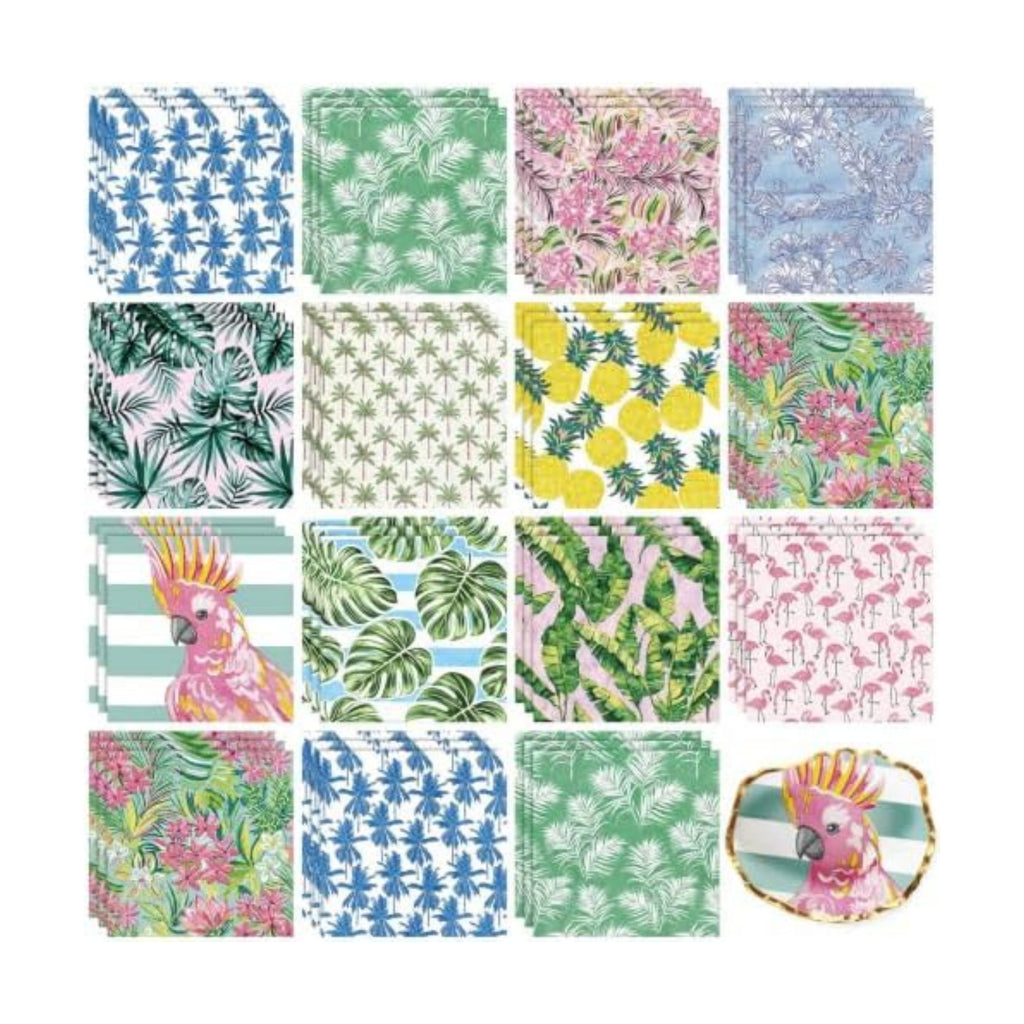 Yexiya 36 Sheet 12 Style Preppy Tropical Theme Paper Napkins for Decoupage
