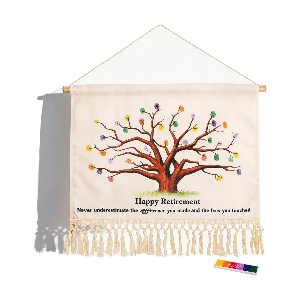 23.6x15.7in Retirement Fingerprint Tree Canvas Guestbook,Retirement Gifts