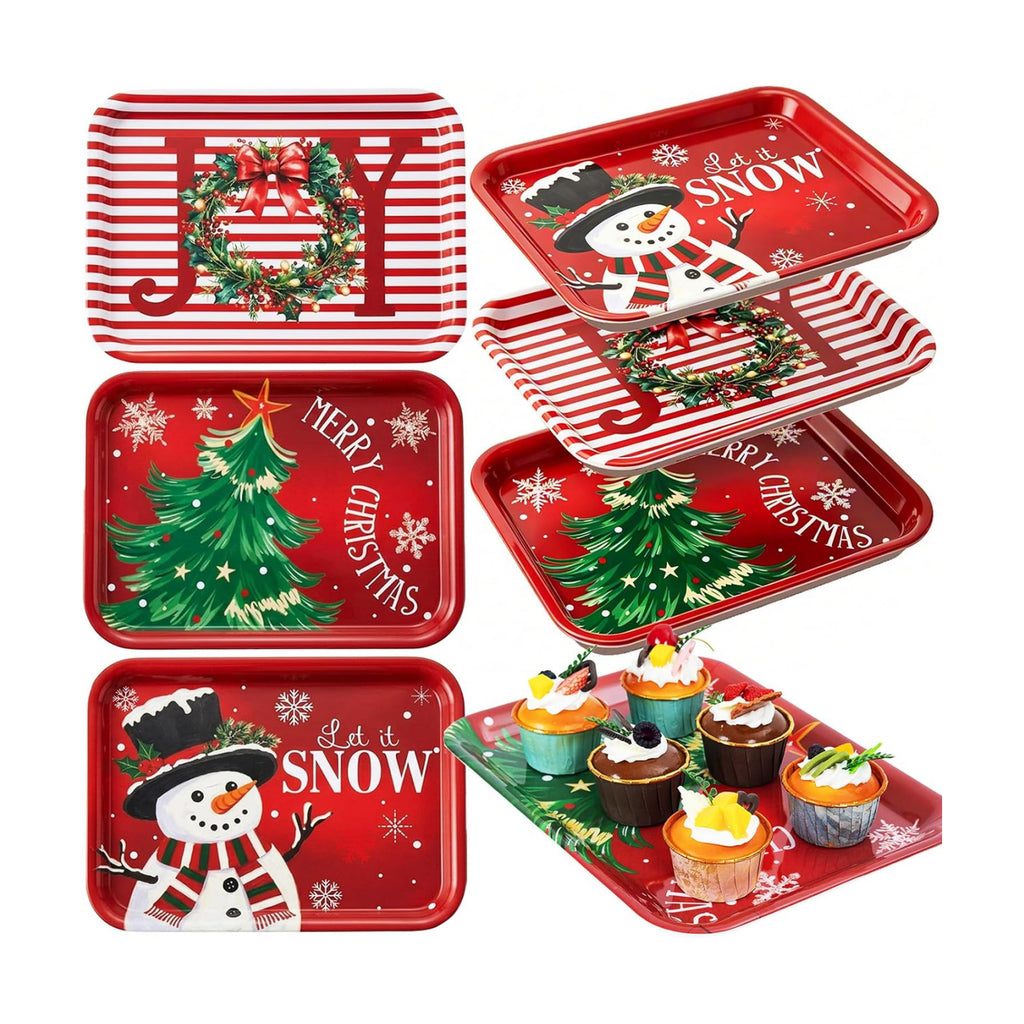 3Pcs 13x10 Inch Christmas Serving Trays Set