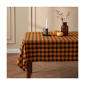 Waterproof Gingham Tablecloth, Checkered Fabric Table Cover for Kitchen Dining, Black & Orange Plaid Table Cloth, Rectangle Table Cloth for Indoor Outdoor Use, W60 x L120 in