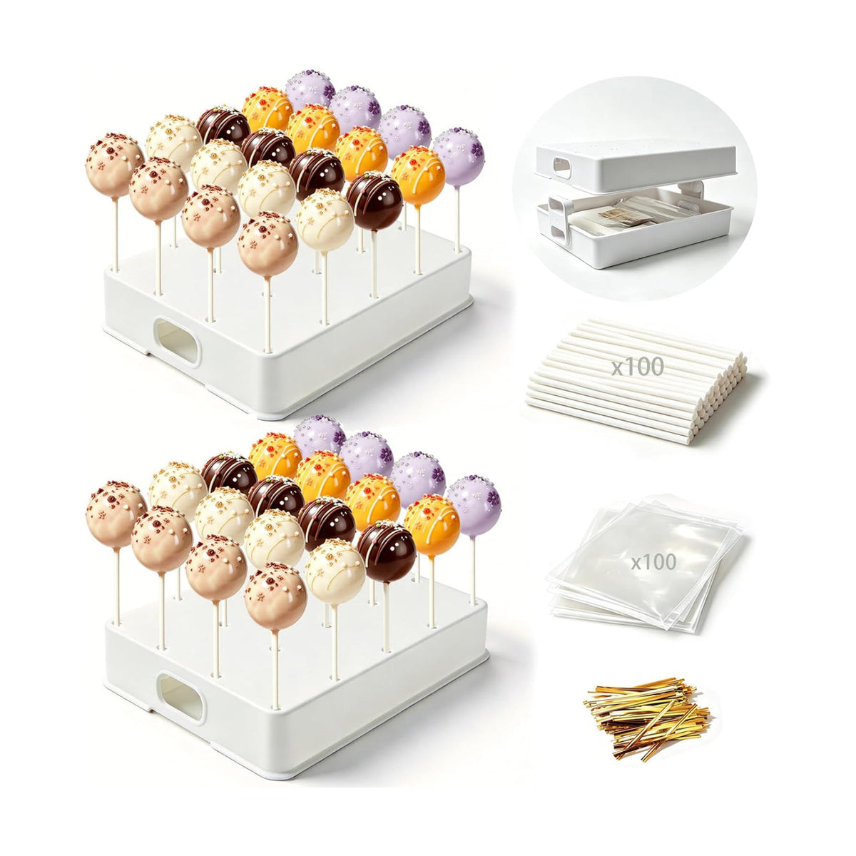 2 Pack Cake Pop Stand, 20 Holes(White)
