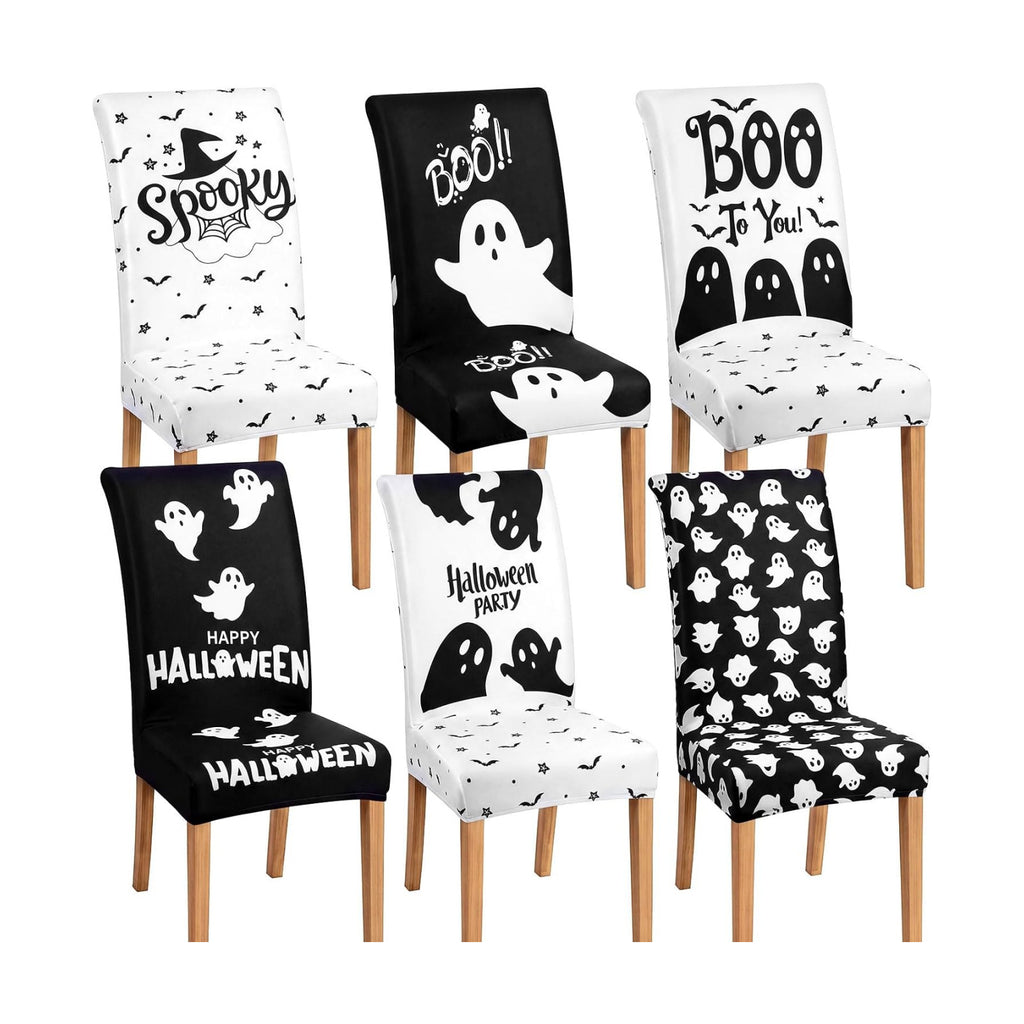 Mindsoft 6 Pcs Halloween Chair Covers Scary Dining Chair Slipcovers